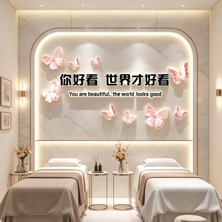 网红打卡美容院形象墙贴