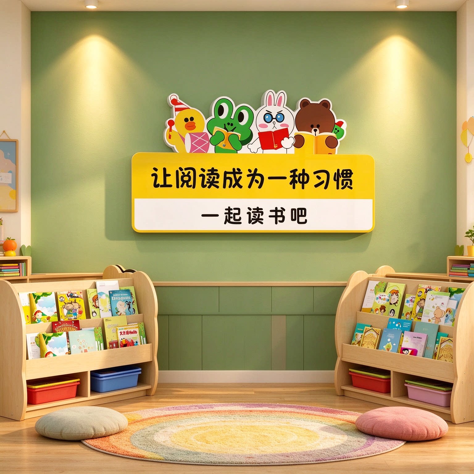 绘本馆阅读区幼儿园墙贴