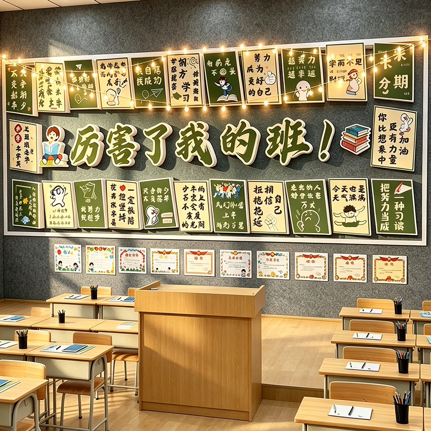 班级教室励志墙贴黑板装饰