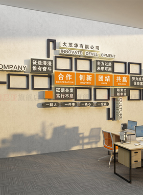 企业文化照片墙团队员工风采形象展示板办公司室装饰标语氛围布置