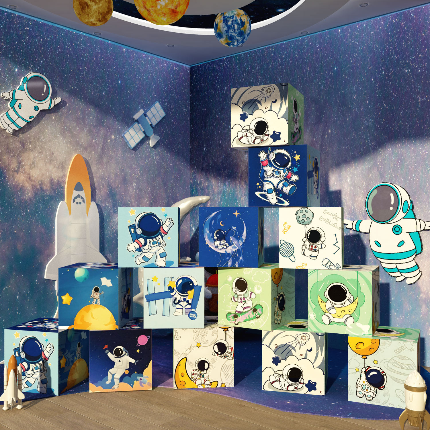 ai太空黑板报环创主题幼儿园文化成品墙面科技节场景教室布置装饰