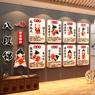 八段锦挂图文化创墙面画养生馆中医院氛围背景装饰形象海报布置贴