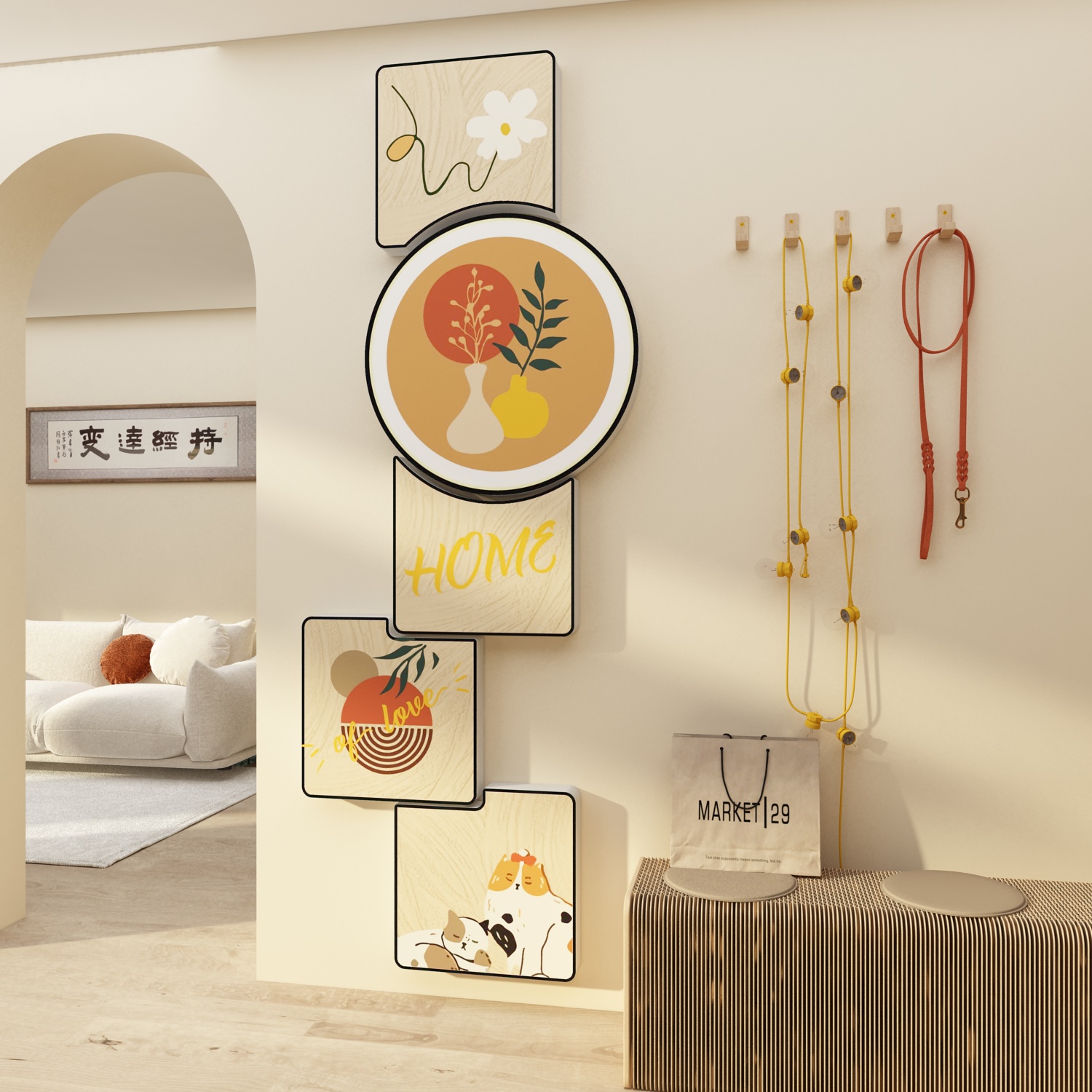 博尼亚家庭卧室立体墙贴