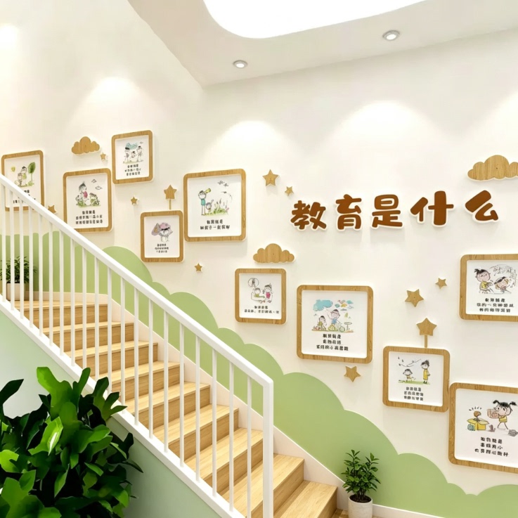 幼儿园楼梯环创成品墙贴