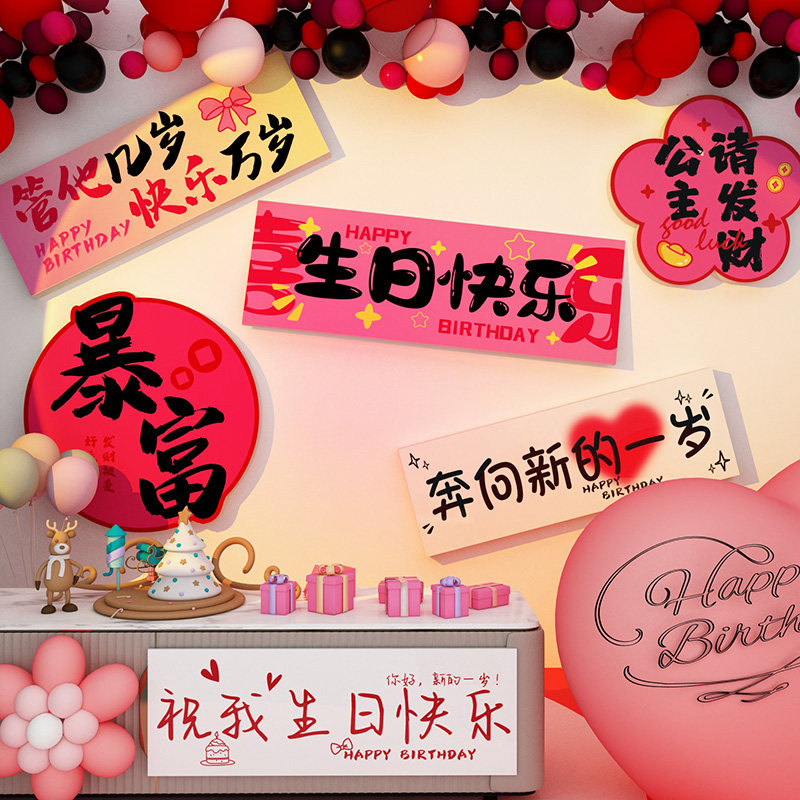 网红打卡生日快乐成人礼氛围拍照区场景布置形象墙面贴纸装饰自粘