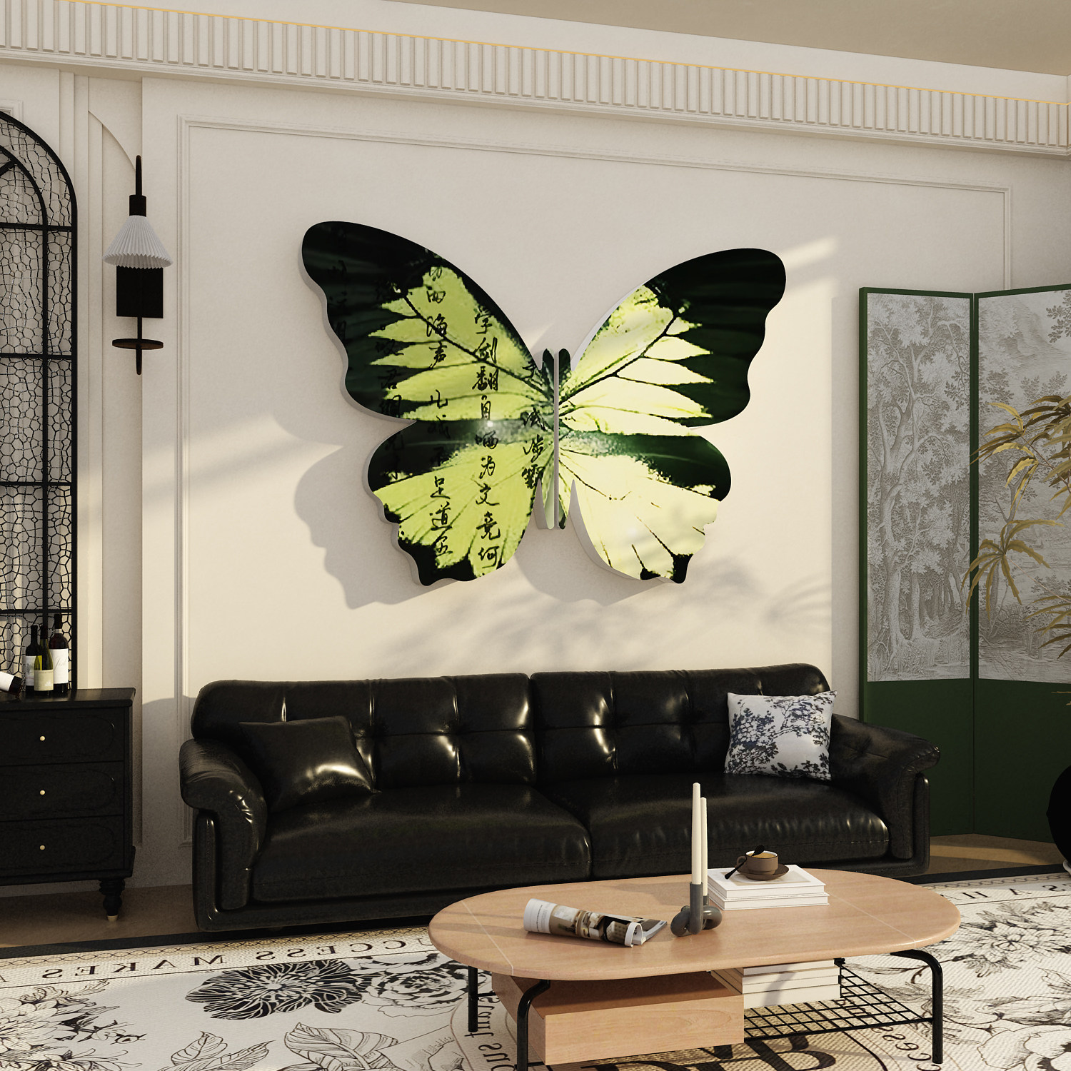 电视机背景遮丑墙面贴装饰壁画挂件2026新款客厅自粘布置蝴蝶立体