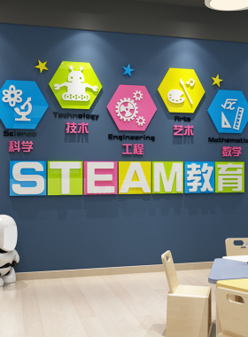 乐高教室布置少儿机器人编程机构ai科技学文化steam智能墙装饰画