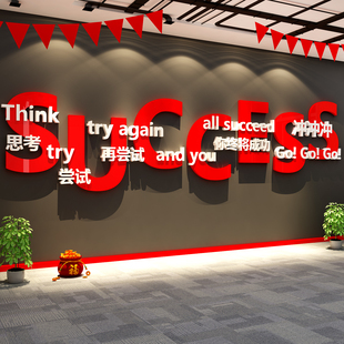 外贸办公室氛围布置公司墙面装饰企业文化励志标语贴挂画进门形象