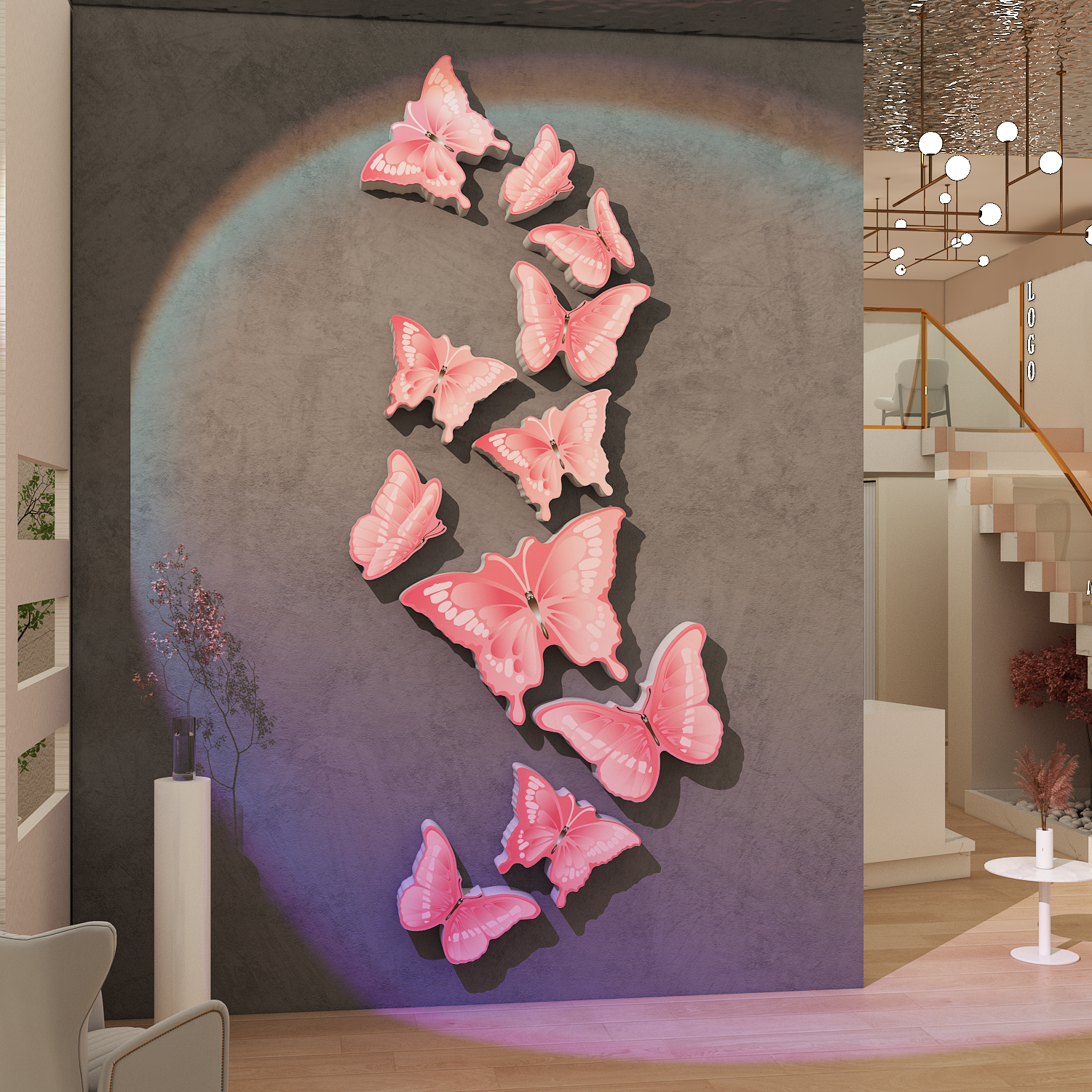 网红打卡拍照区布置美容院氛围甲店高级感背造景形象墙面装饰挂画