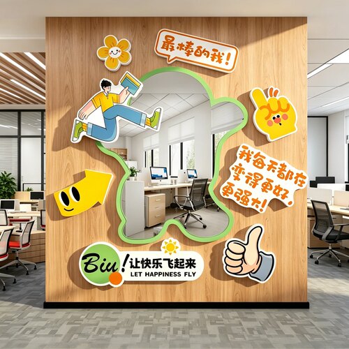 办公室进门形象墙贴自我夸打卡