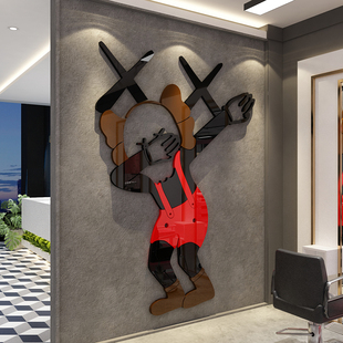 网红理发廊店海报墙面装 饰品美发廊背景创意形象墙贴纸高级感挂画