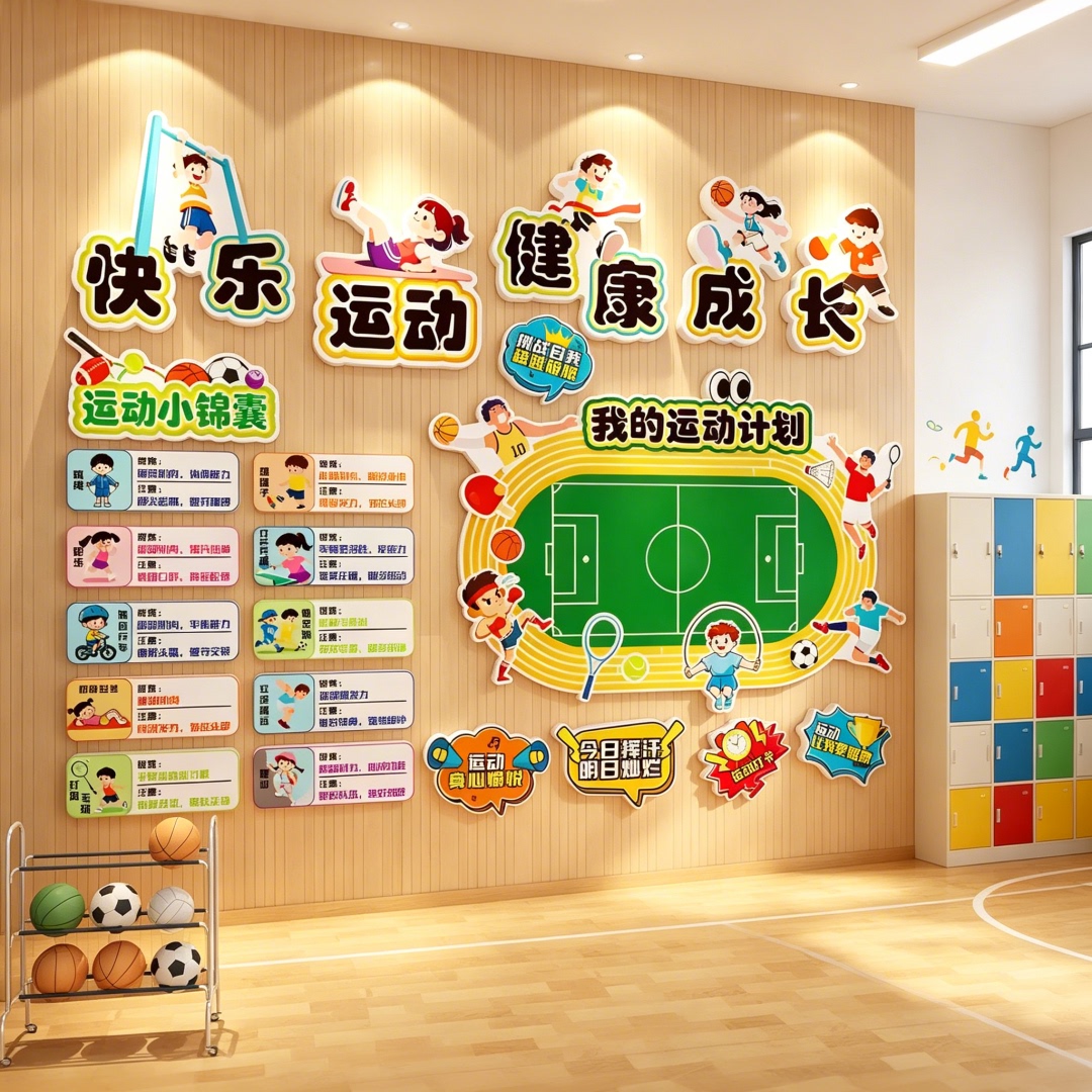 幼儿园体育风主题黑板报墙贴