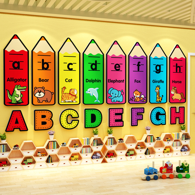 英语角教室布置装饰环创工作主题幼儿园文化培训机构墙面贴纸画