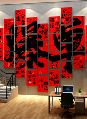 开门红办公司室前台装饰品爆单挂画气氛围布置企业过新年文化墙贴