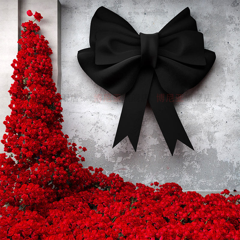 网红签到图片背景超大蝴蝶结花墙氛围布置场地服装店门装修