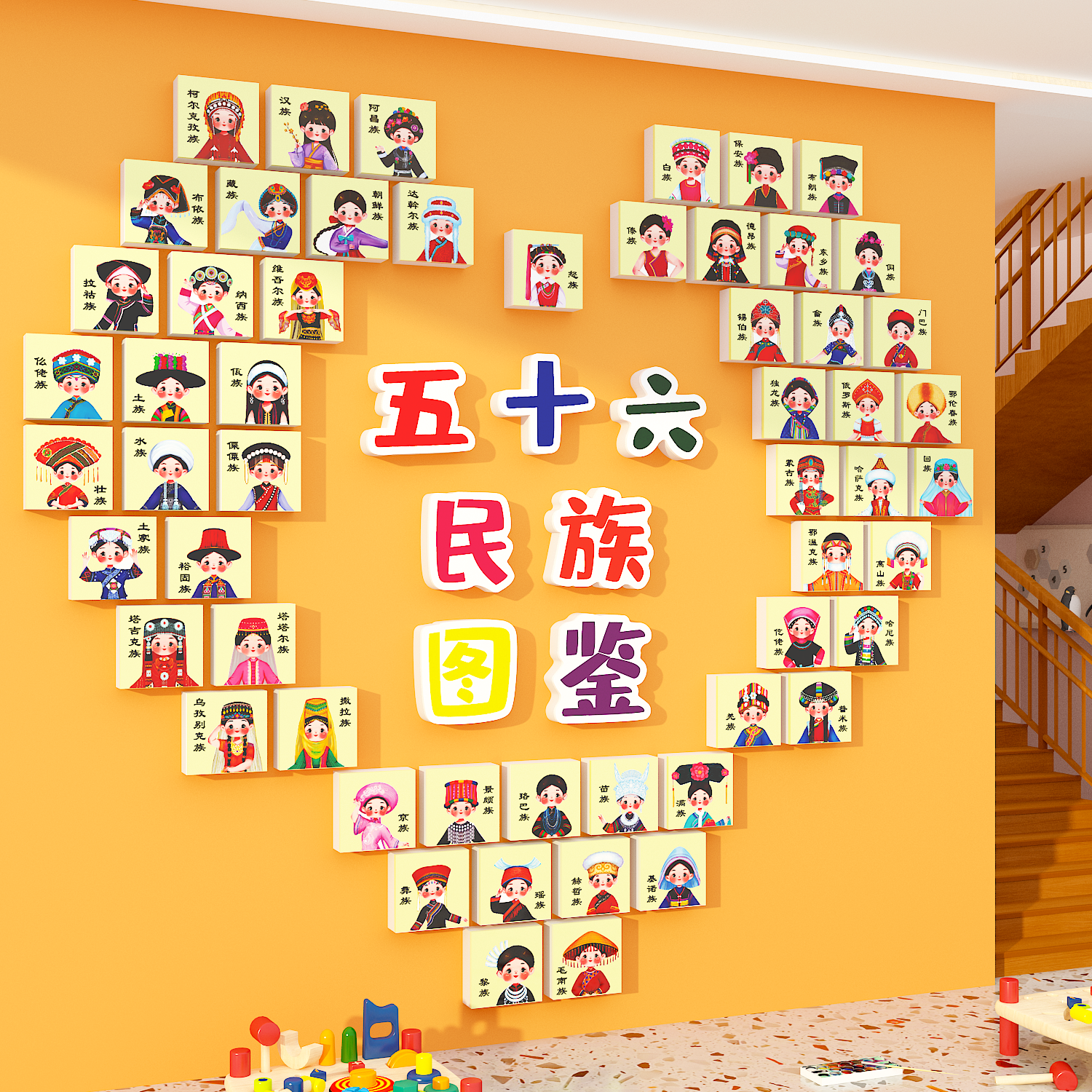 五十六56个民族团结图鉴环创幼儿园中心机构文化主题墙面成品贴纸,家居饰品,文化墙贴,淘宝优惠券,粉丝福利购,淘宝优惠卷