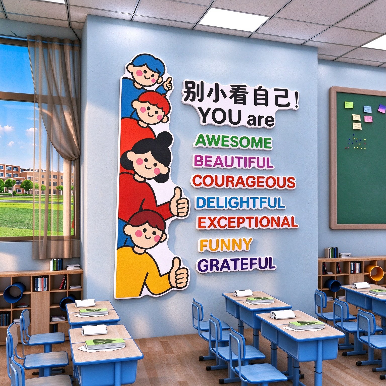 英语教室布置装饰班级励志文化墙