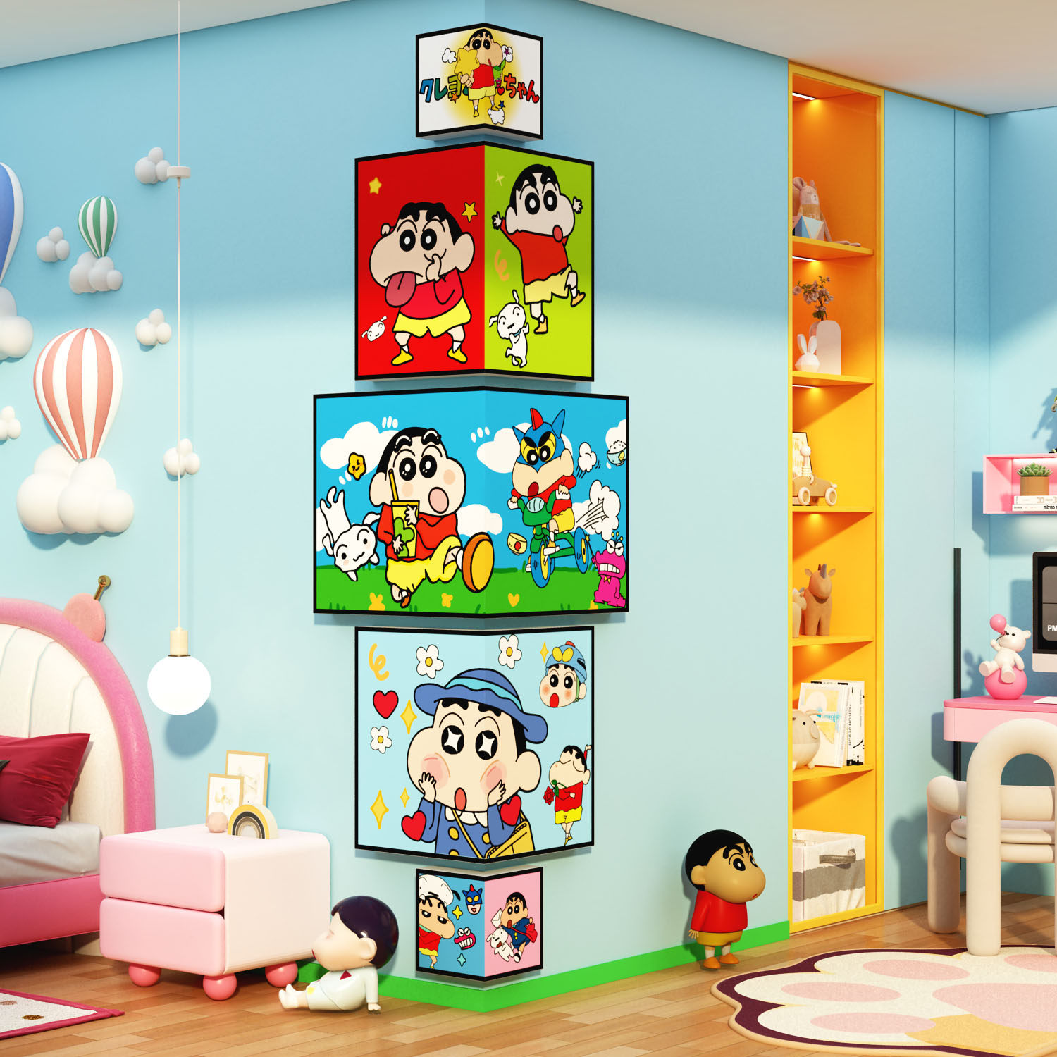 儿童房间布置公主风卧室床头贴纸全套蜡笔小新墙面拐转角遮丑装饰,家居饰品,软装墙贴,淘宝优惠券,粉丝福利购,淘宝优惠卷