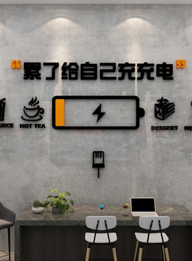 办公司室墙面装饰贴纸企业文化背景休息区茶水间能量补给氛围布置