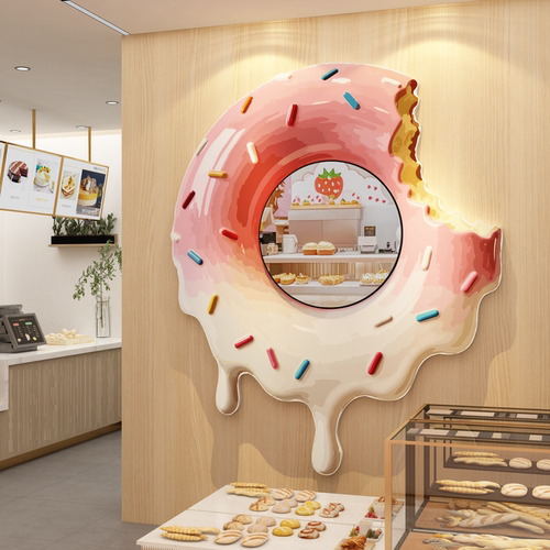 网红打卡蛋糕面包咖啡店墙面装饰氛围布置烘焙甜品背场景镜子贴画