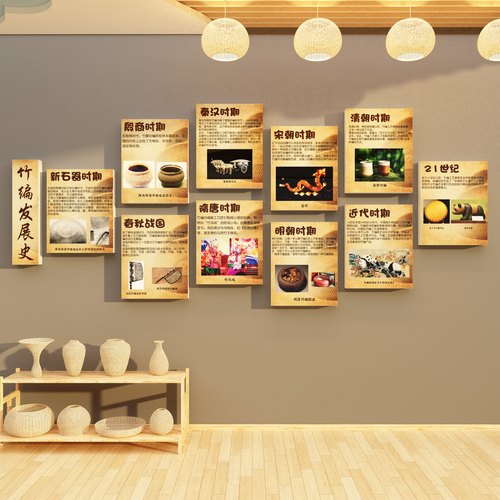 幼儿园环创主题墙面装饰成品传统非遗文化竹编织发展史教室布置纸