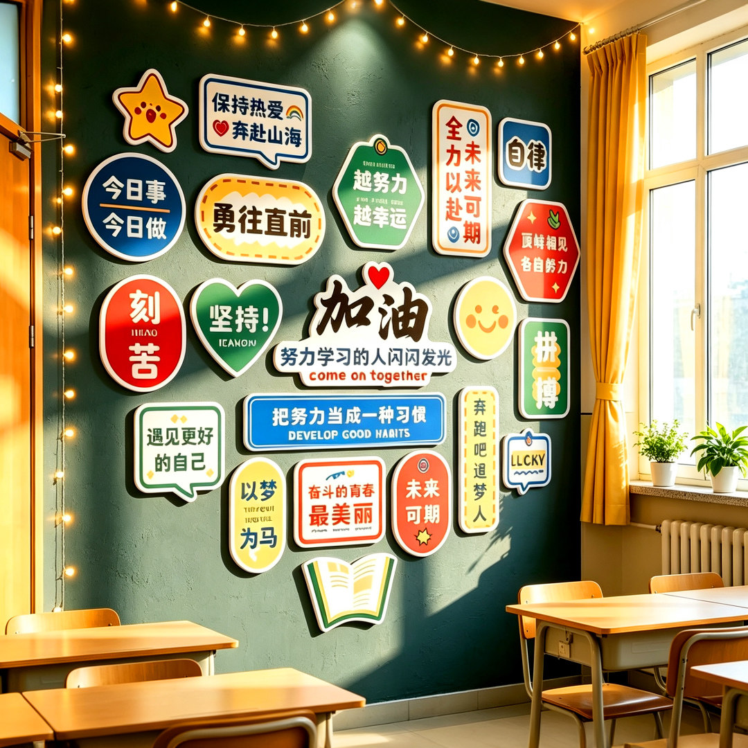 初高中小学班级布置教室装饰励志标语文化墙面贴黑板报环创意设计