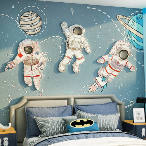 太空航员宇宙星球儿童房床头卧室