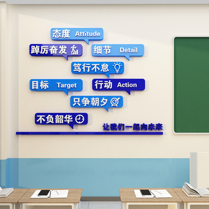 小学班级布置装饰文化墙面贴纸学校生励志标语自习教室黑板报设计
