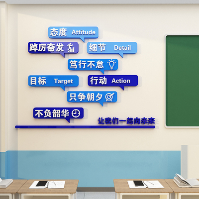 班级氛围布置装饰文化后墙面贴生励志标语自习初中高三教室黑板报
