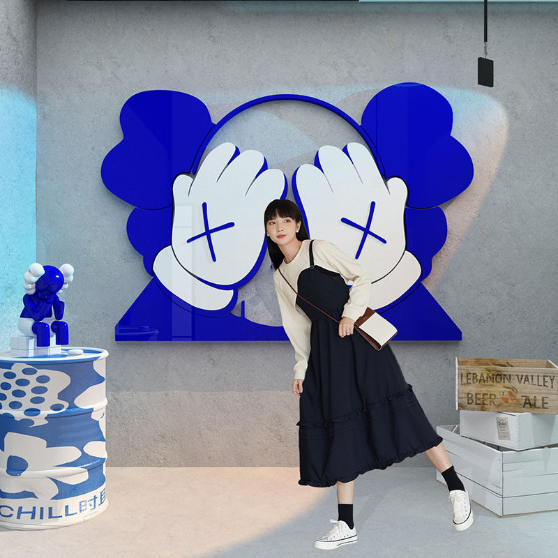 克莱因蓝公仔网红拍照区布置场背景打卡咖啡奶茶店墙壁面装饰摆件,家居饰品,软装墙贴,淘宝优惠券,粉丝福利购,淘宝优惠卷