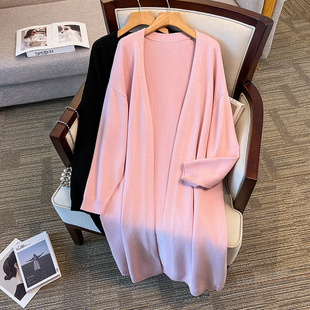 显瘦披肩开衫 秋胖MM胸围160长款 毛衣针织外套350 女装 300斤特大码