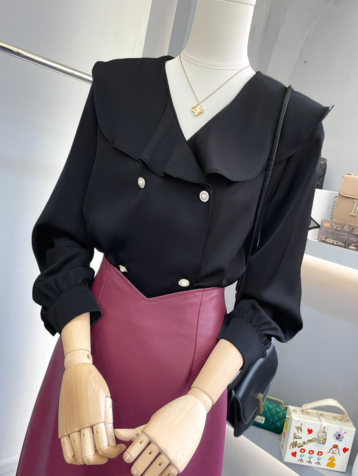 300斤特大码女装定制春装350显瘦韩荷叶领雪纺衬衫上衣250加肥胖m