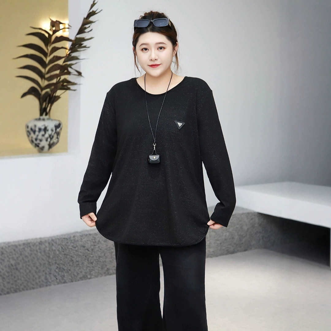 300斤特大码女显瘦休闲针织上衣