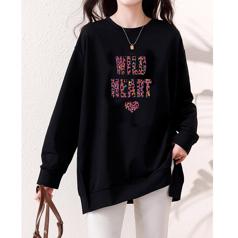 中长加绒卫衣300斤特大码女秋冬