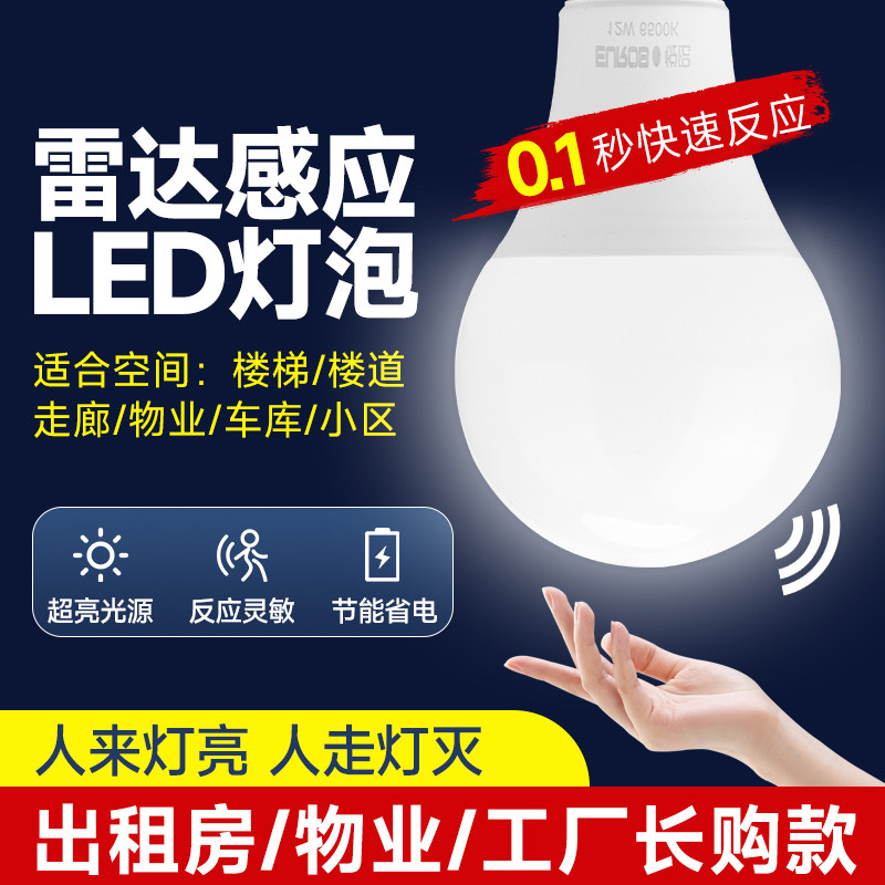 雷达感应灯泡人来灯亮人走灯灭图片