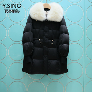 YSING衣香丽影专柜正品2025冬季新款宽松狐狸毛羽绒服141117606