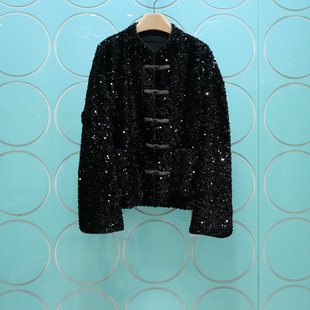 JIUYA玖娅专柜正品2026春秋新款气质宽松设计感亮片外套女JY99201