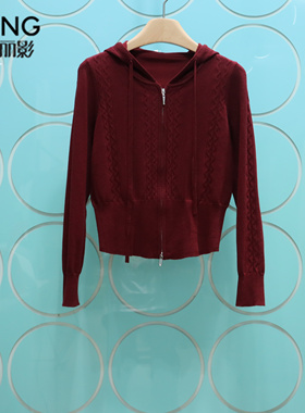 YSING衣香丽影专柜正品2025冬季新款拉链抽绳羊毛开衫140939106