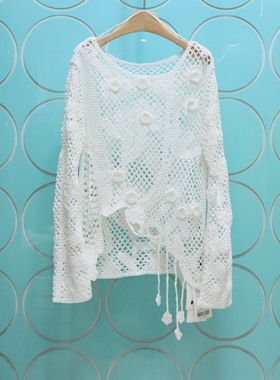 MRER莫乂义 专柜正品春季新款镂空编织植物花卉长袖线衫R5C55711