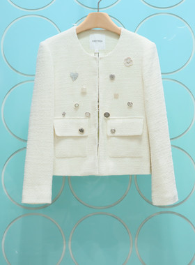 紫淑专柜正品2025冬新款修身显瘦小香风多扣短外套Z1BA33510