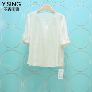 YSING衣香丽影专柜正品2025夏季新款短袖桑蚕丝雪纺上衣140451113
