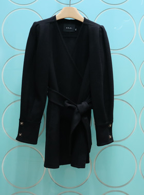 MRER莫乂义2025专柜正品冬季新款系带收腰毛呢大衣外套R3D43112