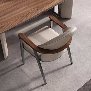 意式轻奢实木扶手茶椅茶台主人椅茶桌客人椅2025新款茶桌靠背椅子