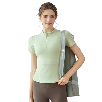 速干半拉跑步运动女短袖瑜伽上衣