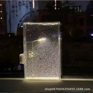 同款diy流沙路灯雪景小夜灯 透明亚克力盒唯美流麻雪景材料包