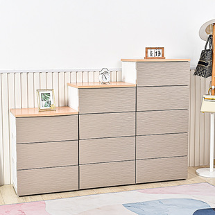 木质顶板塑料收纳柜抽屉式柜一体免安装整理储物柜床头柜子