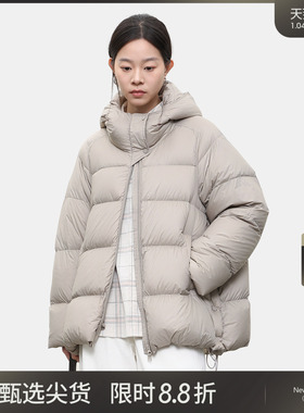 LADY’S DIARY 冬季新款90蓬松白鸭绒羽绒服女连帽加厚保暖外套
