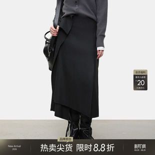 LADY’S 不规则半身裙女秋重磅绵羊毛结构感松紧腰显瘦伞裙 DIARY