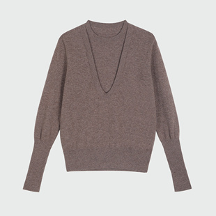 女高级感假两件软糯长袖 100%绵羊毛定纺针织衫 毛衣 DIARY LADY’S