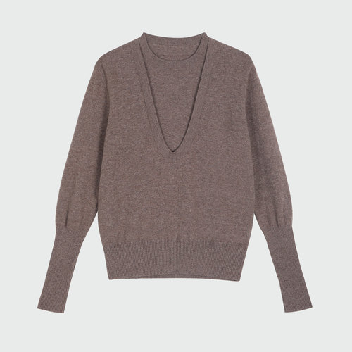 女性日记100%绵羊毛定纺长袖毛衣